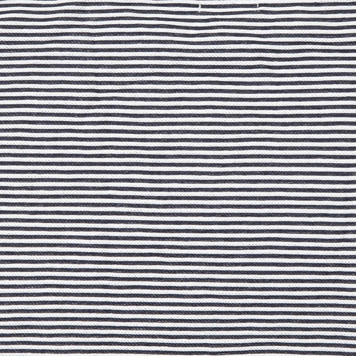 Lindstorm Womens Blue Striped Cotton Basic T-Shirt Size L Round Neck