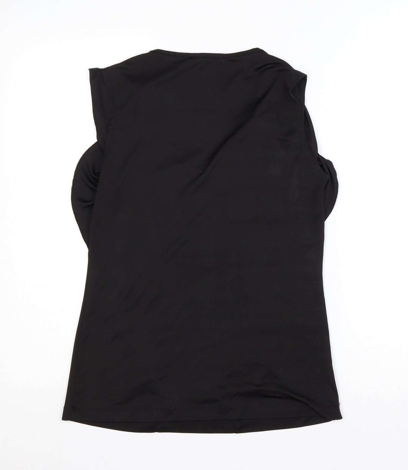 Studio.W Womens Black  Polyester Basic Tank Size 8 Round Neck - Ruffled
