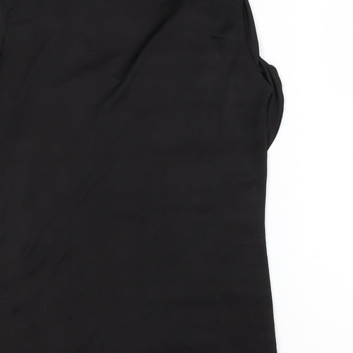Studio.W Womens Black  Polyester Basic Tank Size 8 Round Neck - Ruffled