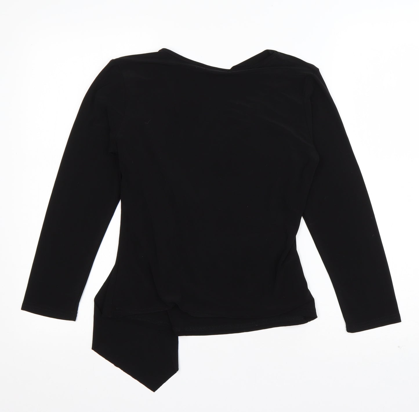 Paris Paris Womens Black  Polyester Basic T-Shirt Size S V-Neck - Embellished