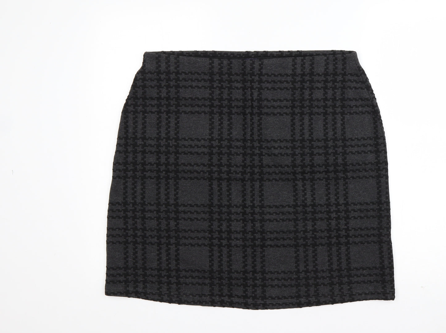 Marks and Spencer Womens Grey Plaid Polyester A-Line Skirt Size 16