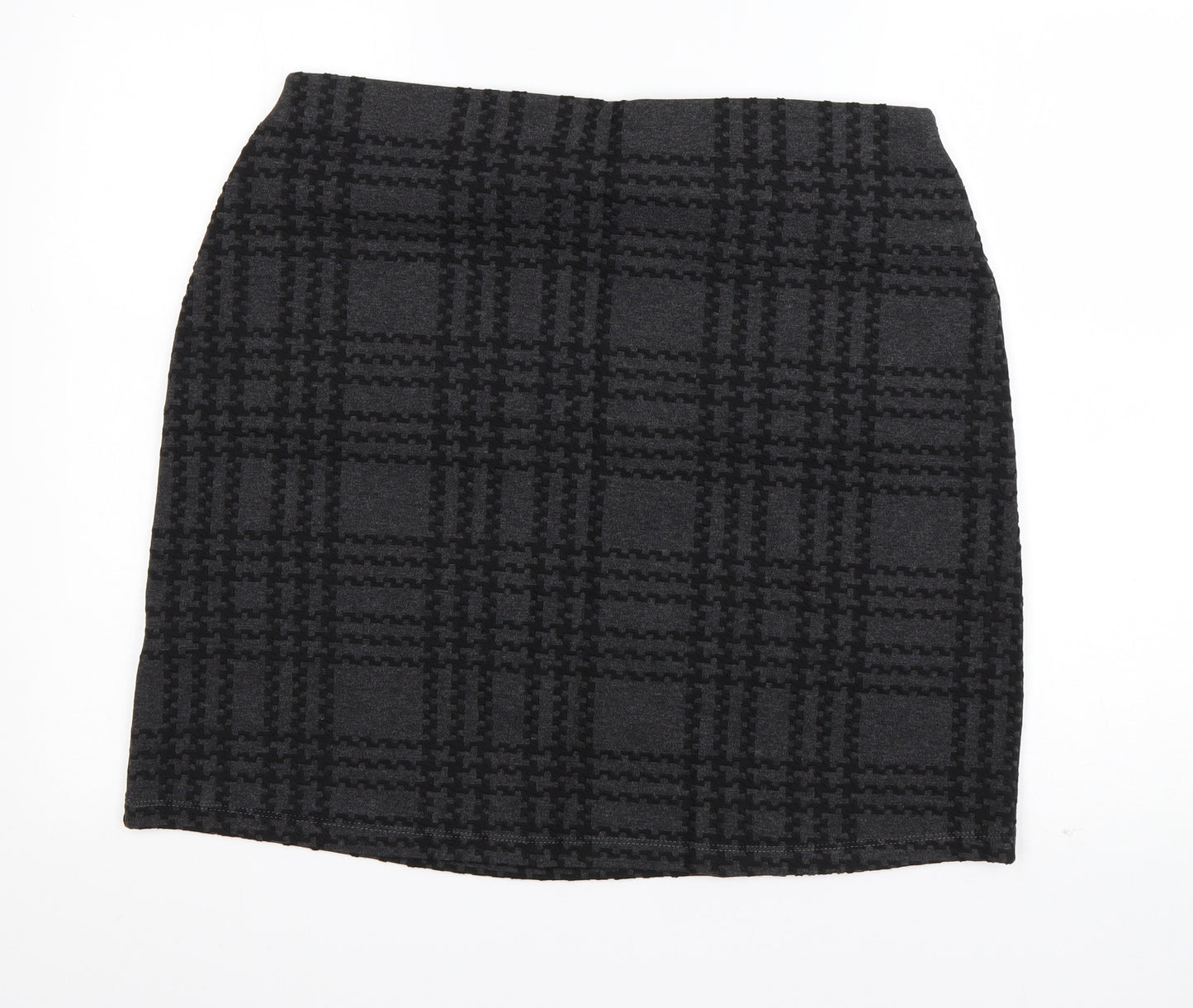 Marks and Spencer Womens Grey Plaid Polyester A-Line Skirt Size 16