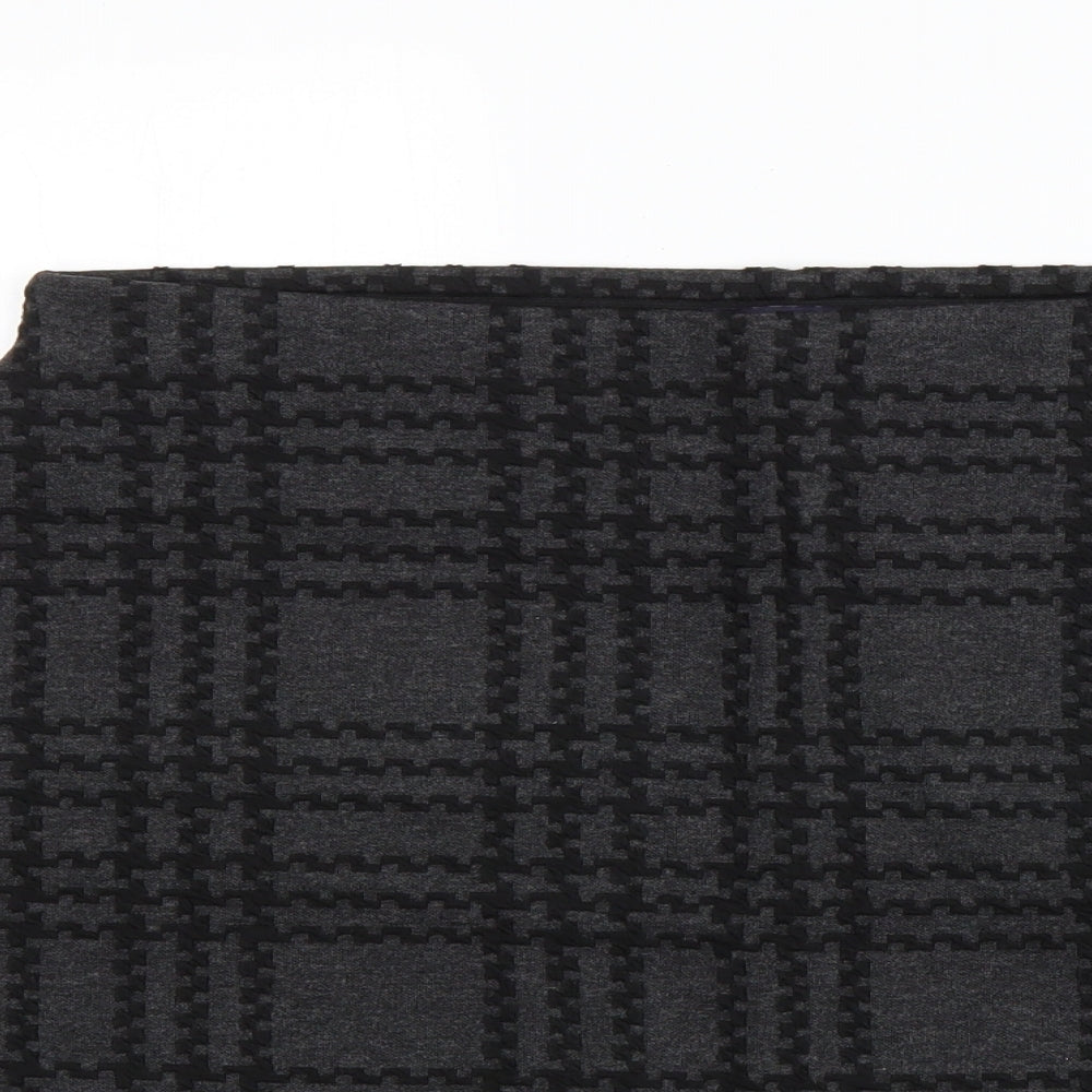 Marks and Spencer Womens Grey Plaid Polyester A-Line Skirt Size 16