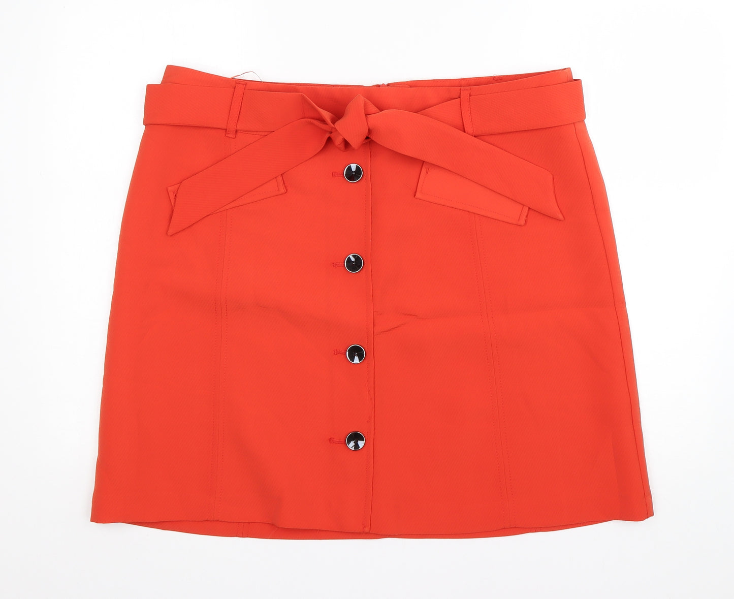 TU Womens Orange  Polyester A-Line Skirt Size 18   Button