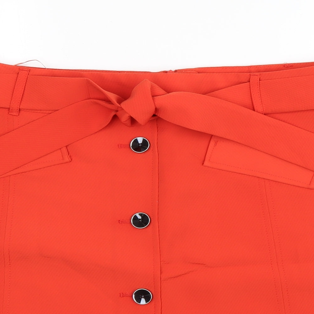 TU Womens Orange  Polyester A-Line Skirt Size 18   Button