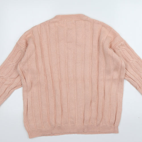 Marks and Spencer Womens Pink Crew Neck  Cotton Pullover Jumper Size 16