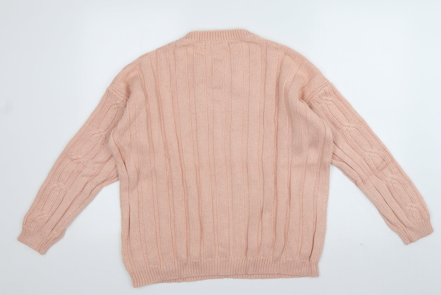 Marks and Spencer Womens Pink Crew Neck  Cotton Pullover Jumper Size 16