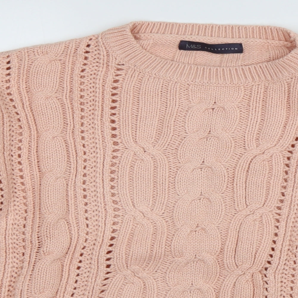 Marks and Spencer Womens Pink Crew Neck  Cotton Pullover Jumper Size 16