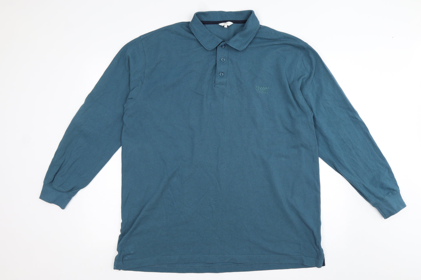 Cotton Traders Mens Blue  Cotton  Polo Size XL Collared Pullover