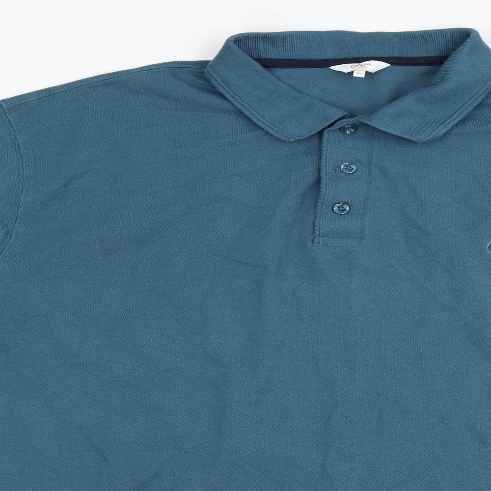 Cotton Traders Mens Blue  Cotton  Polo Size XL Collared Pullover