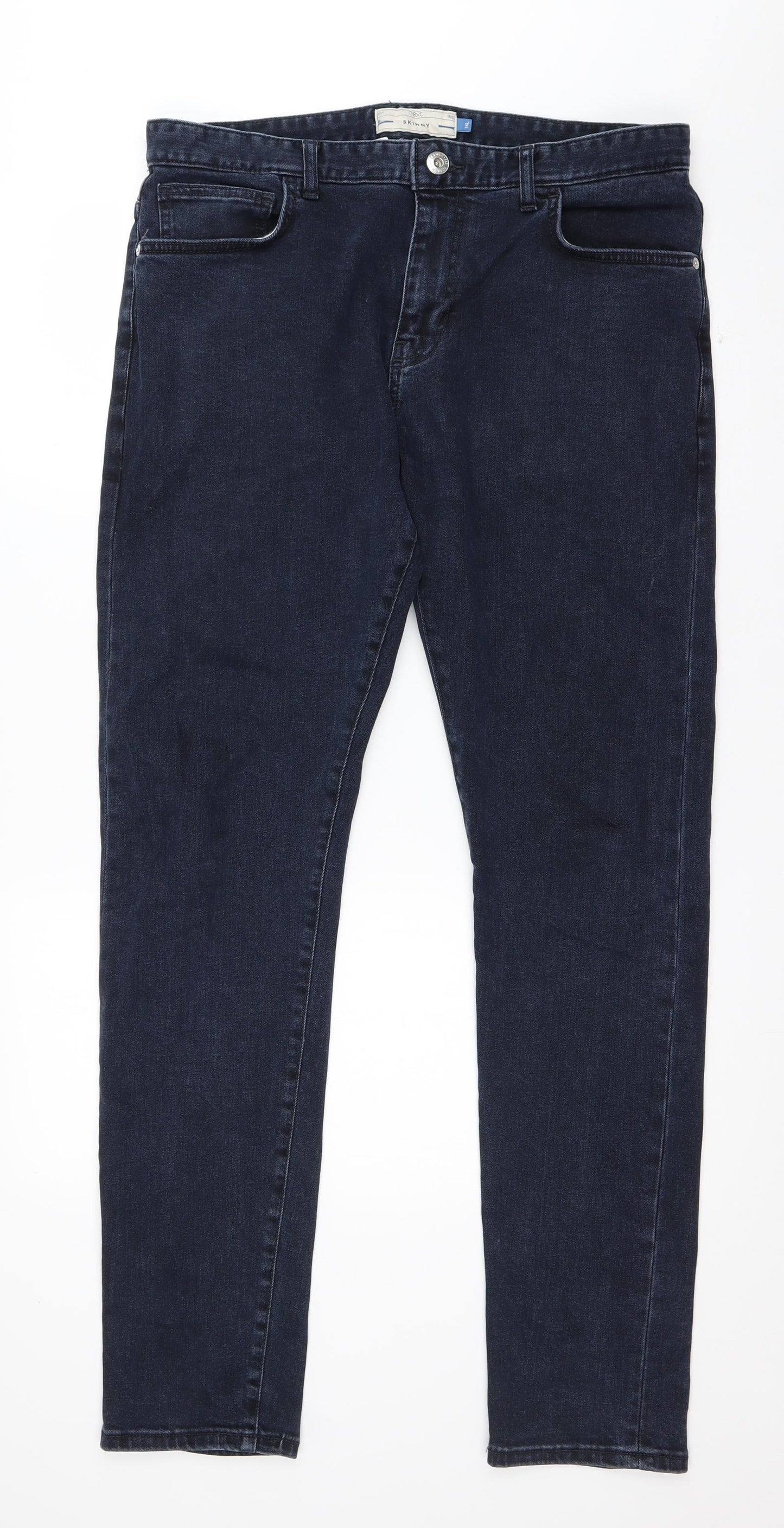 NEXT Mens Blue  Cotton Straight Jeans Size 34 in L32 in Regular Button