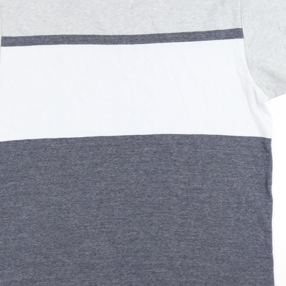 NEXT Mens Blue Striped Cotton  T-Shirt Size M Round Neck