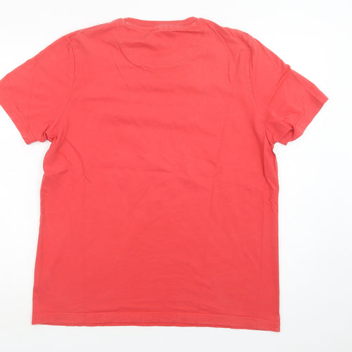 John Lewis Mens Red  Cotton  T-Shirt Size L Crew Neck