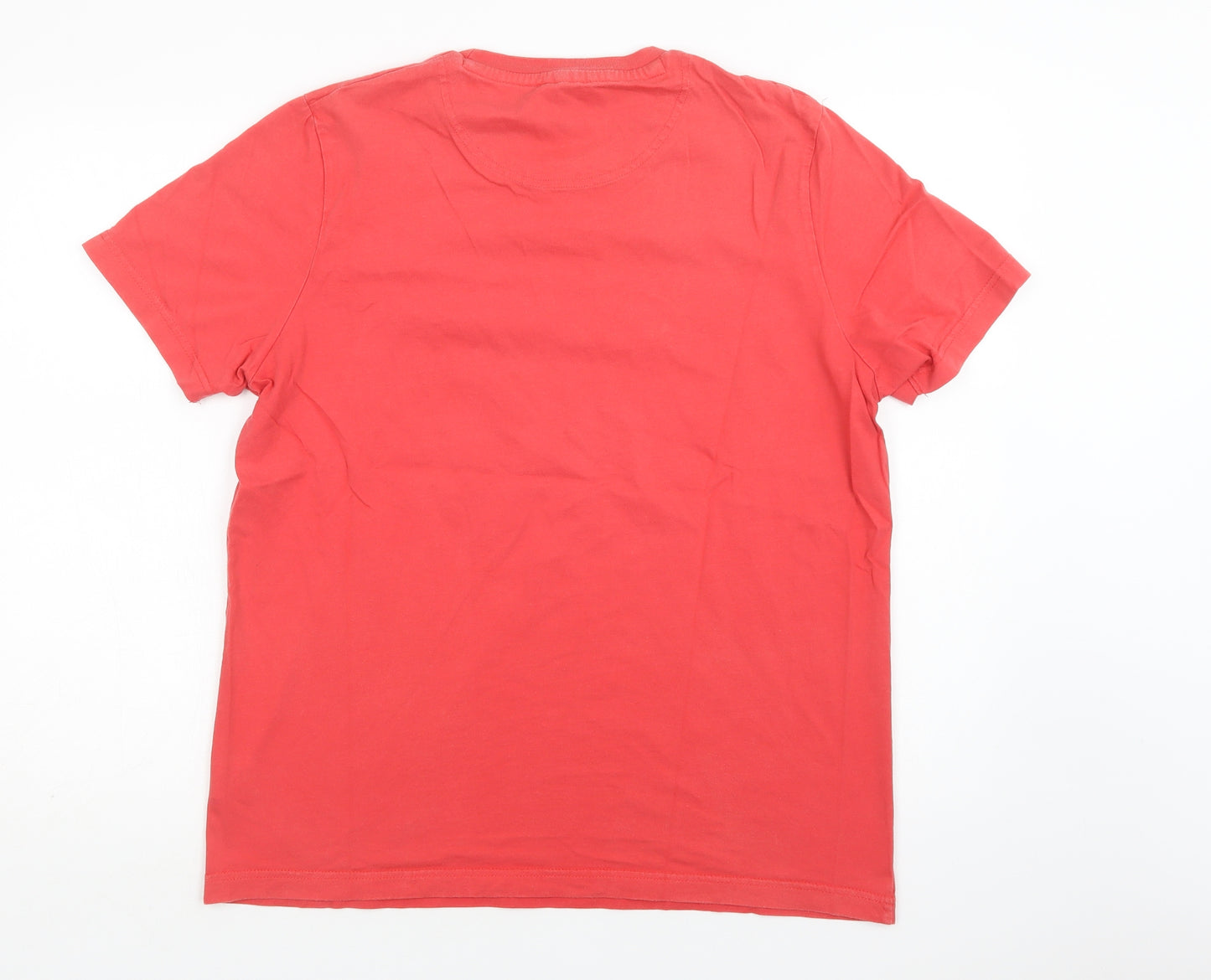 John Lewis Mens Red  Cotton  T-Shirt Size L Crew Neck