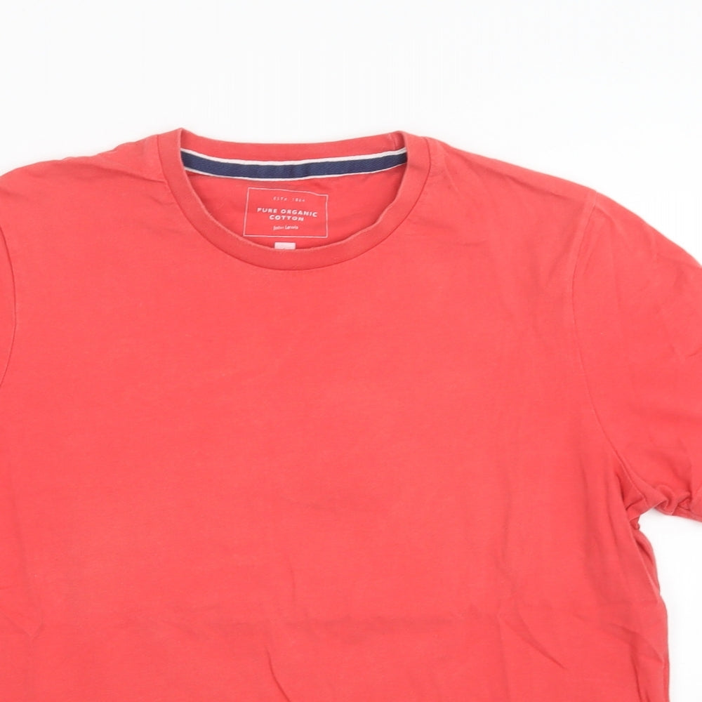 John Lewis Mens Red  Cotton  T-Shirt Size L Crew Neck