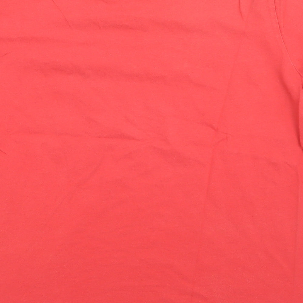 John Lewis Mens Red  Cotton  T-Shirt Size L Crew Neck