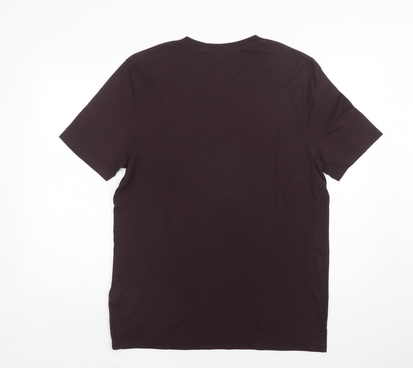 M&S Mens Purple  Cotton  T-Shirt Size M V-Neck