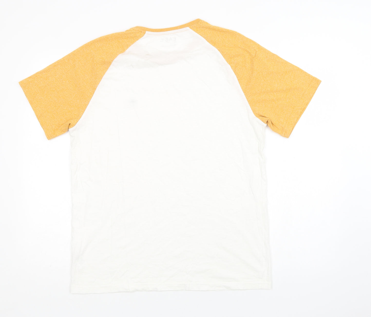 Matalan Mens White Colourblock Cotton  T-Shirt Size L Crew Neck