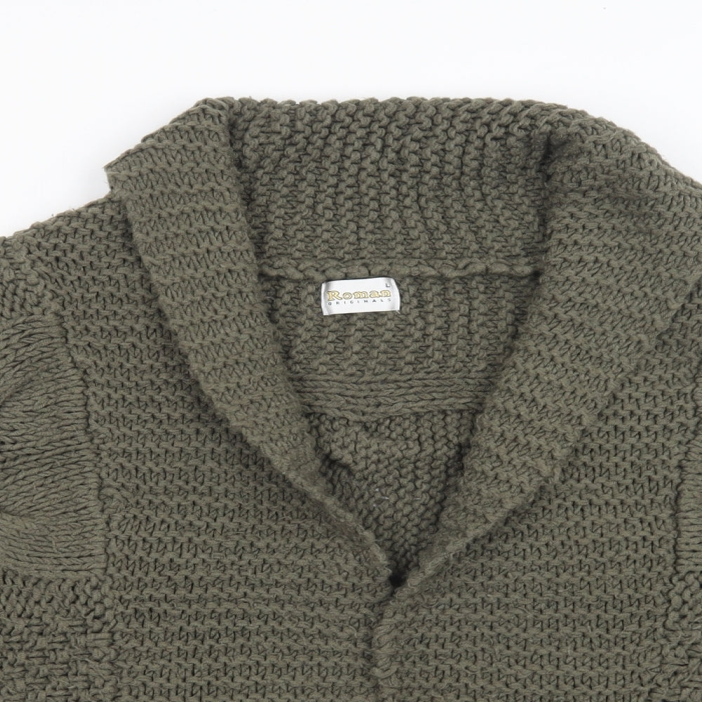 Roman  Womens Green Collared  Acrylic Cardigan Jumper Size L
