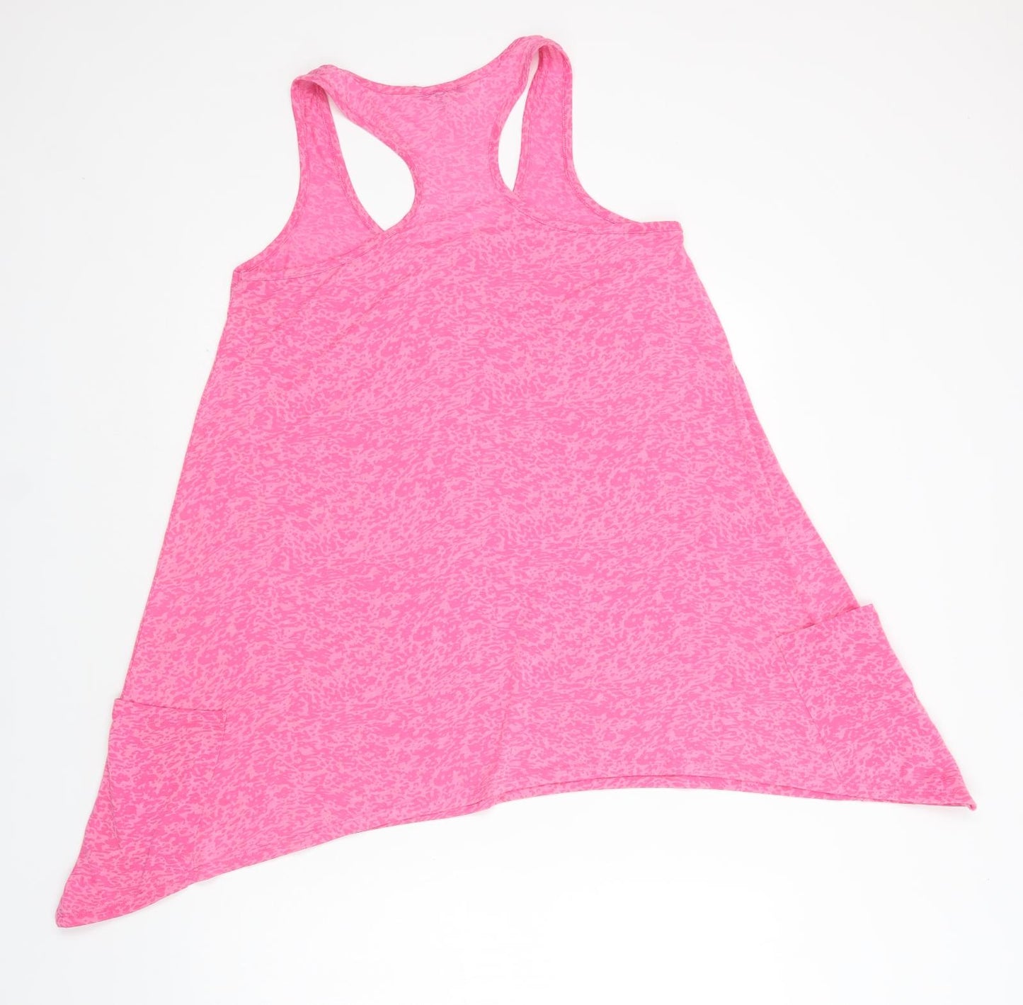 Papaya Womens Pink Animal Print Polyester Basic Tank Size 14 Scoop Neck