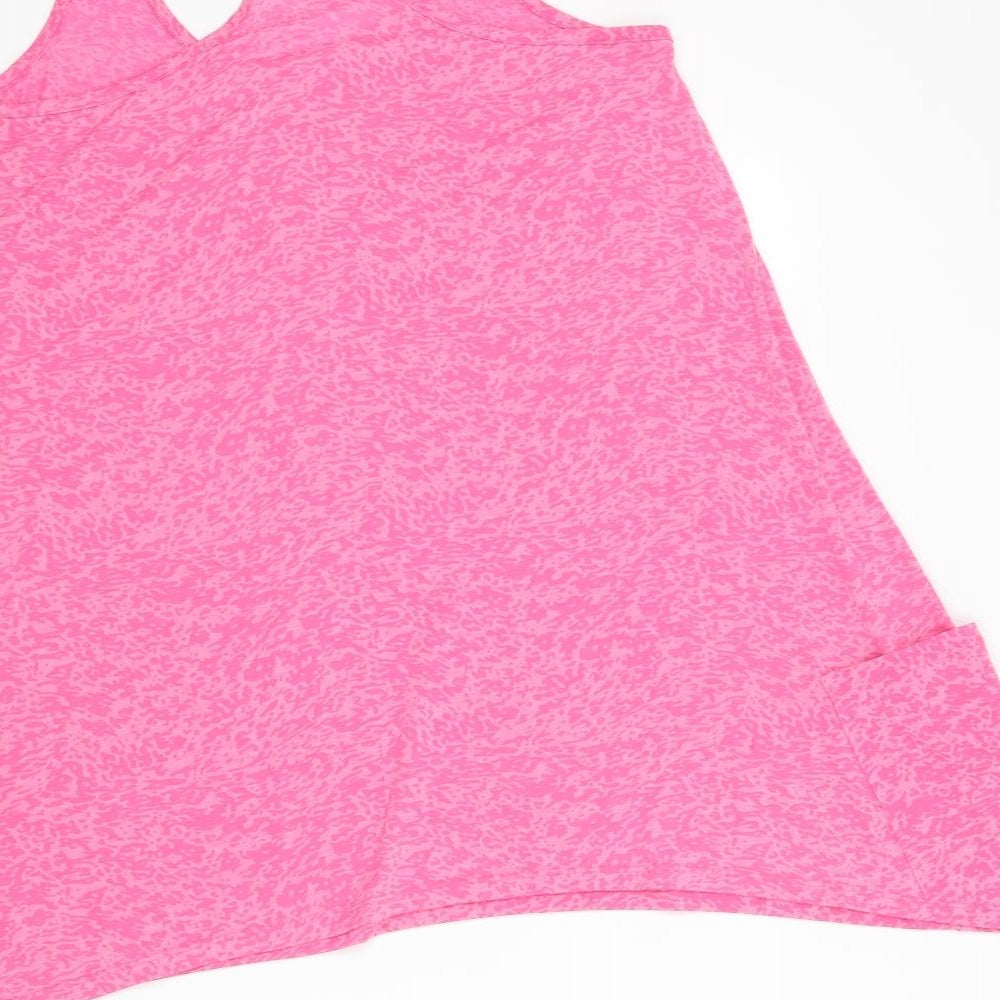 Papaya Womens Pink Animal Print Polyester Basic Tank Size 14 Scoop Neck