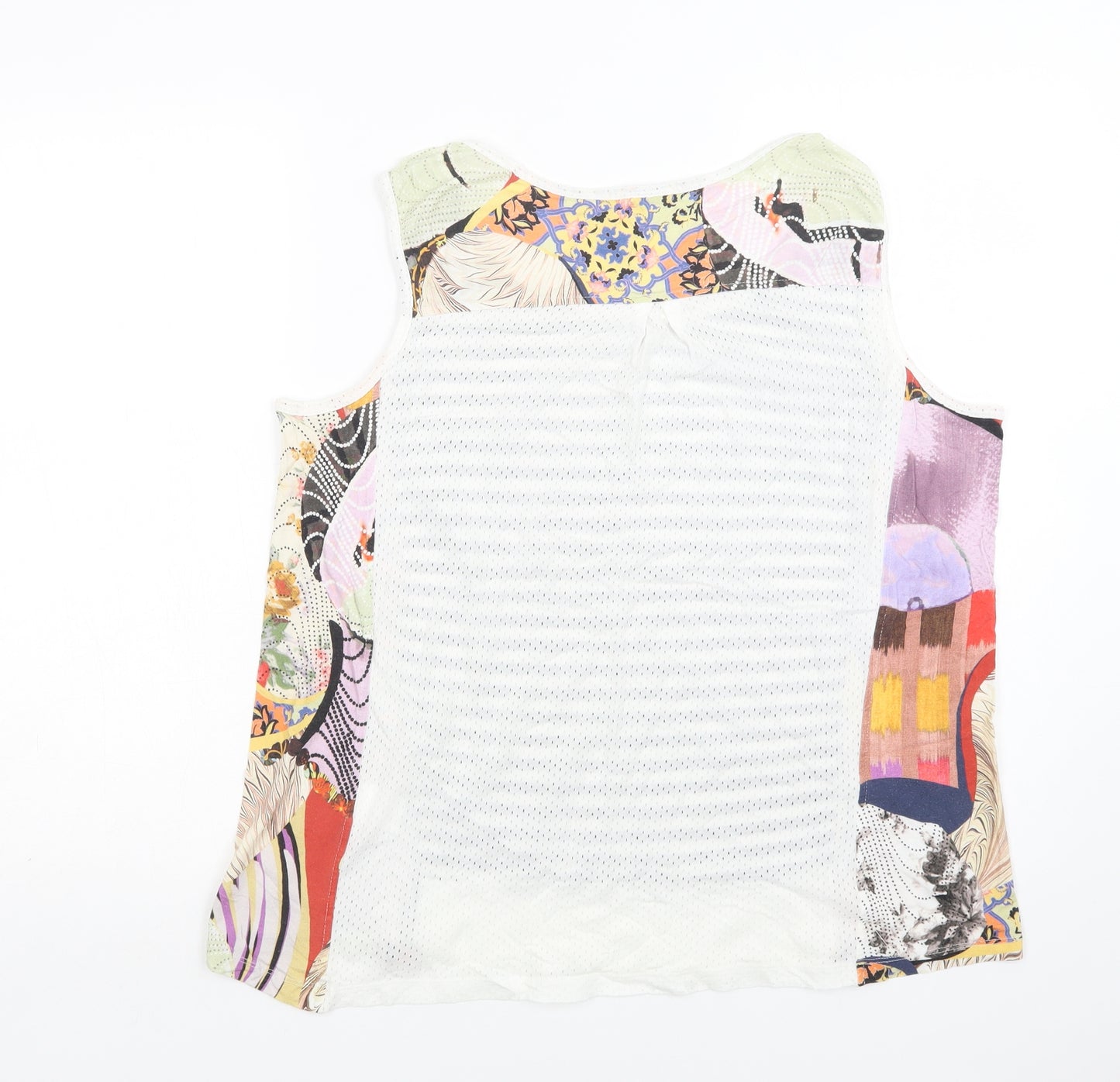 Maloka Womens Multicoloured Striped  Basic Tank Size L Round Neck