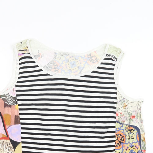 Maloka Womens Multicoloured Striped  Basic Tank Size L Round Neck