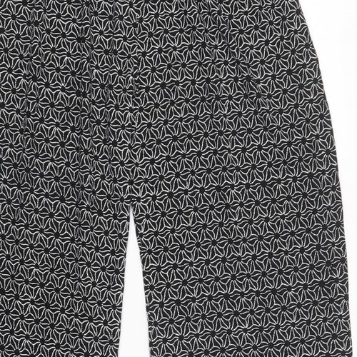 Preworn Womens Black Floral Polyester Trousers  Size S L29 in Regular