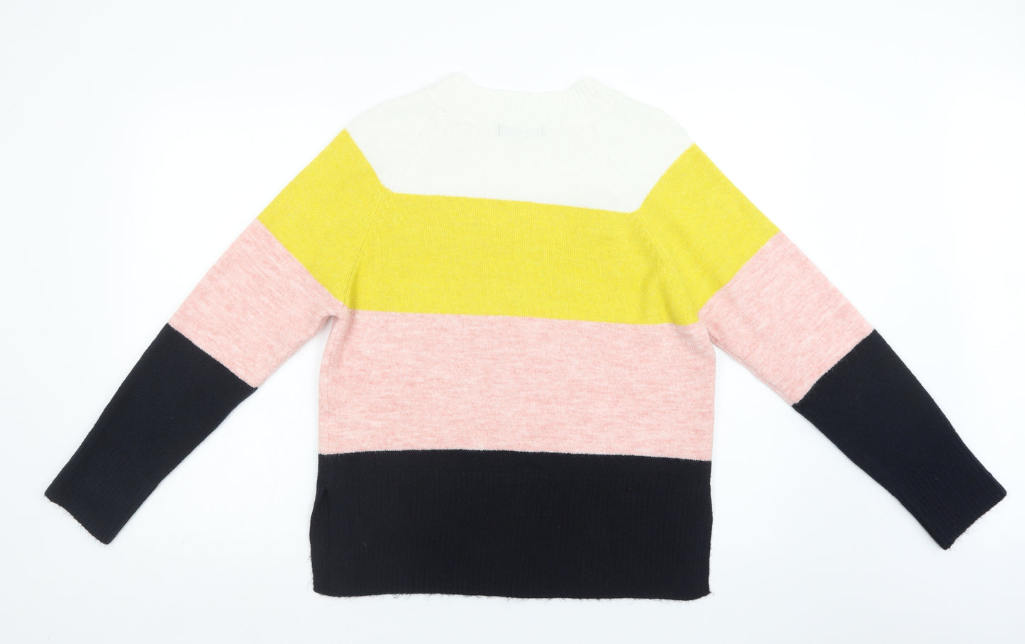 F&F Womens Multicoloured Crew Neck Striped Acrylic Pullover Jumper Size 12