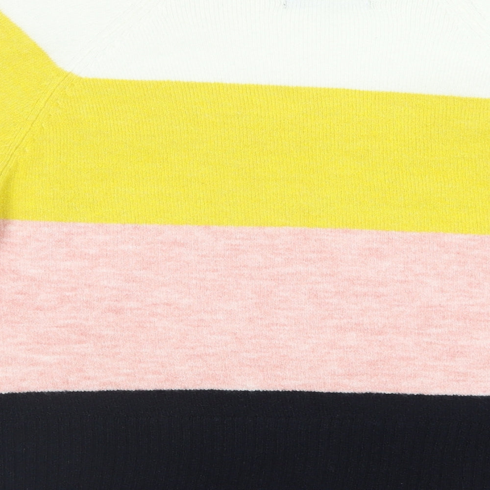 F&F Womens Multicoloured Crew Neck Striped Acrylic Pullover Jumper Size 12