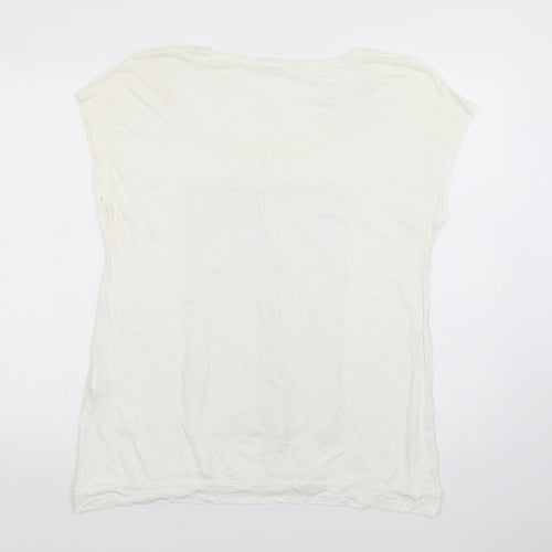 Maloka Womens White  Polyester Basic Blouse Size L Round Neck