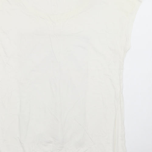 Maloka Womens White  Polyester Basic Blouse Size L Round Neck