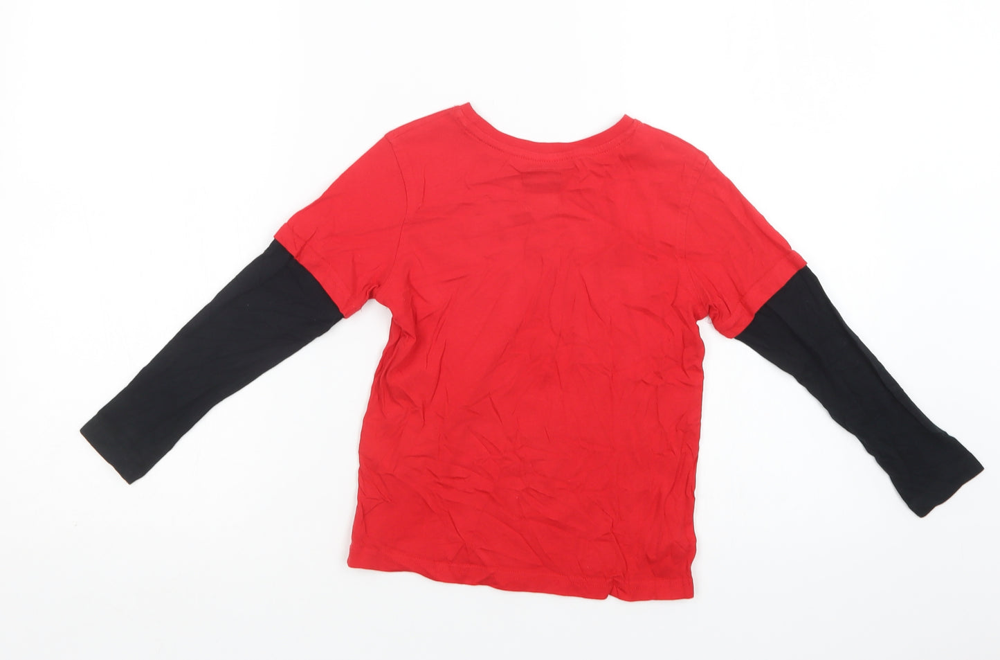 George Boys Red  Cotton Basic T-Shirt Size 5-6 Years Crew Neck  - Santa