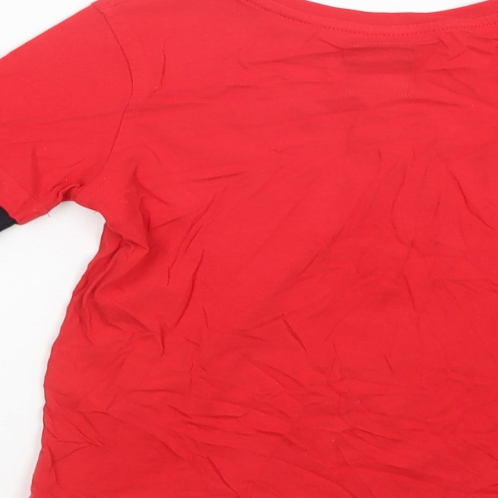 George Boys Red  Cotton Basic T-Shirt Size 5-6 Years Crew Neck  - Santa