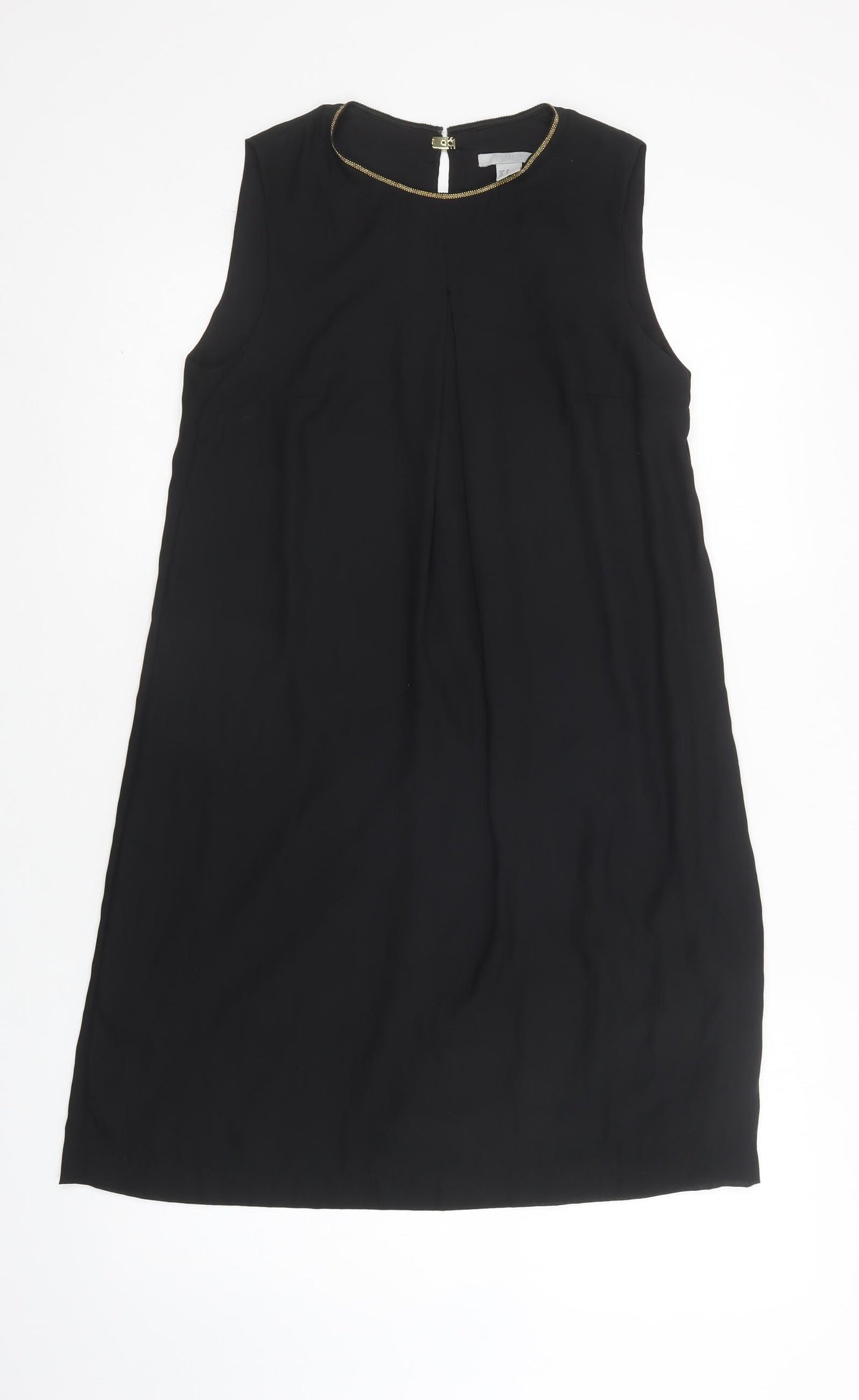 H&M Womens Black  Polyester Shift  Size 10  Crew Neck Magnetic - Embellished Neckline