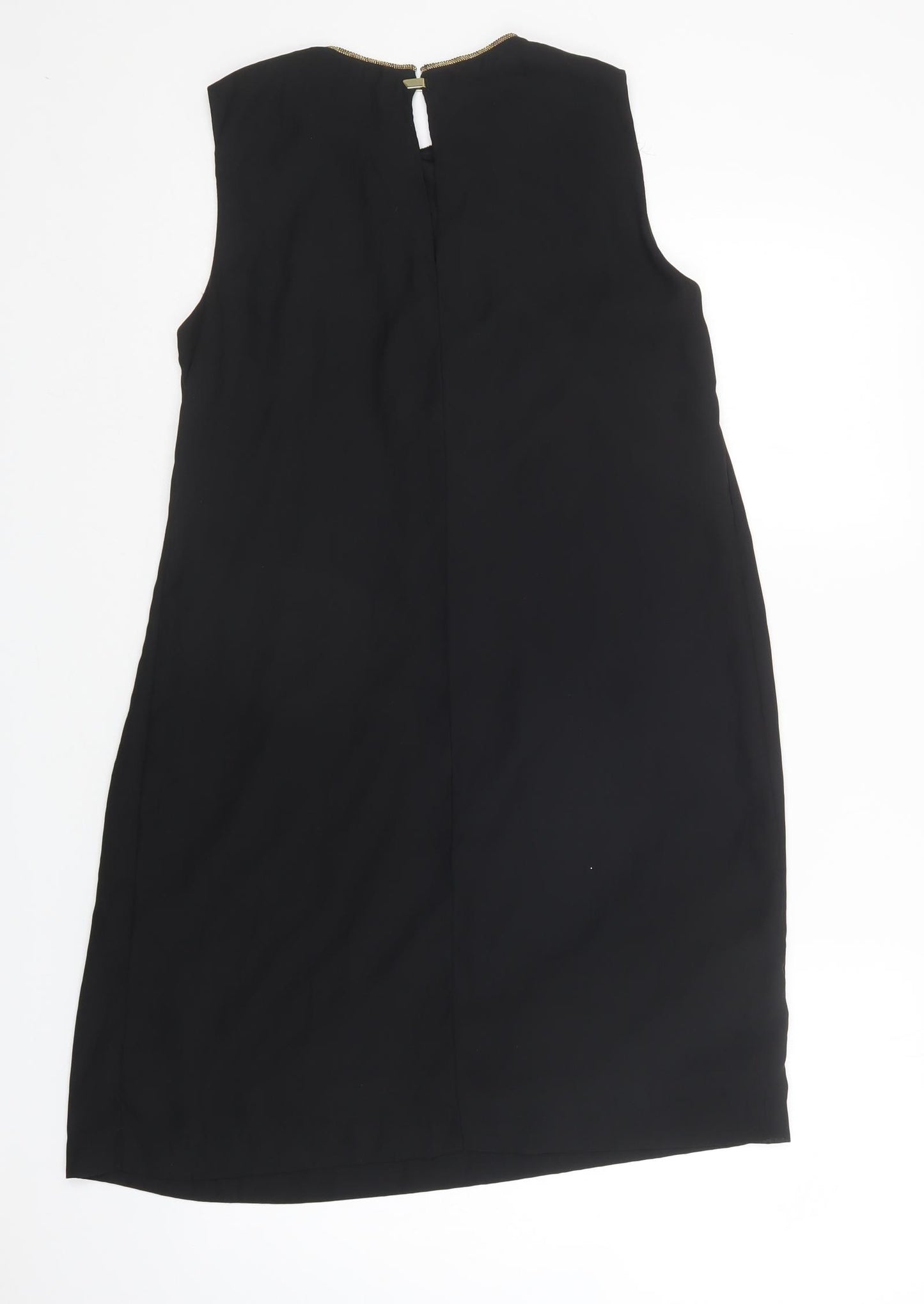 H&M Womens Black  Polyester Shift  Size 10  Crew Neck Magnetic - Embellished Neckline