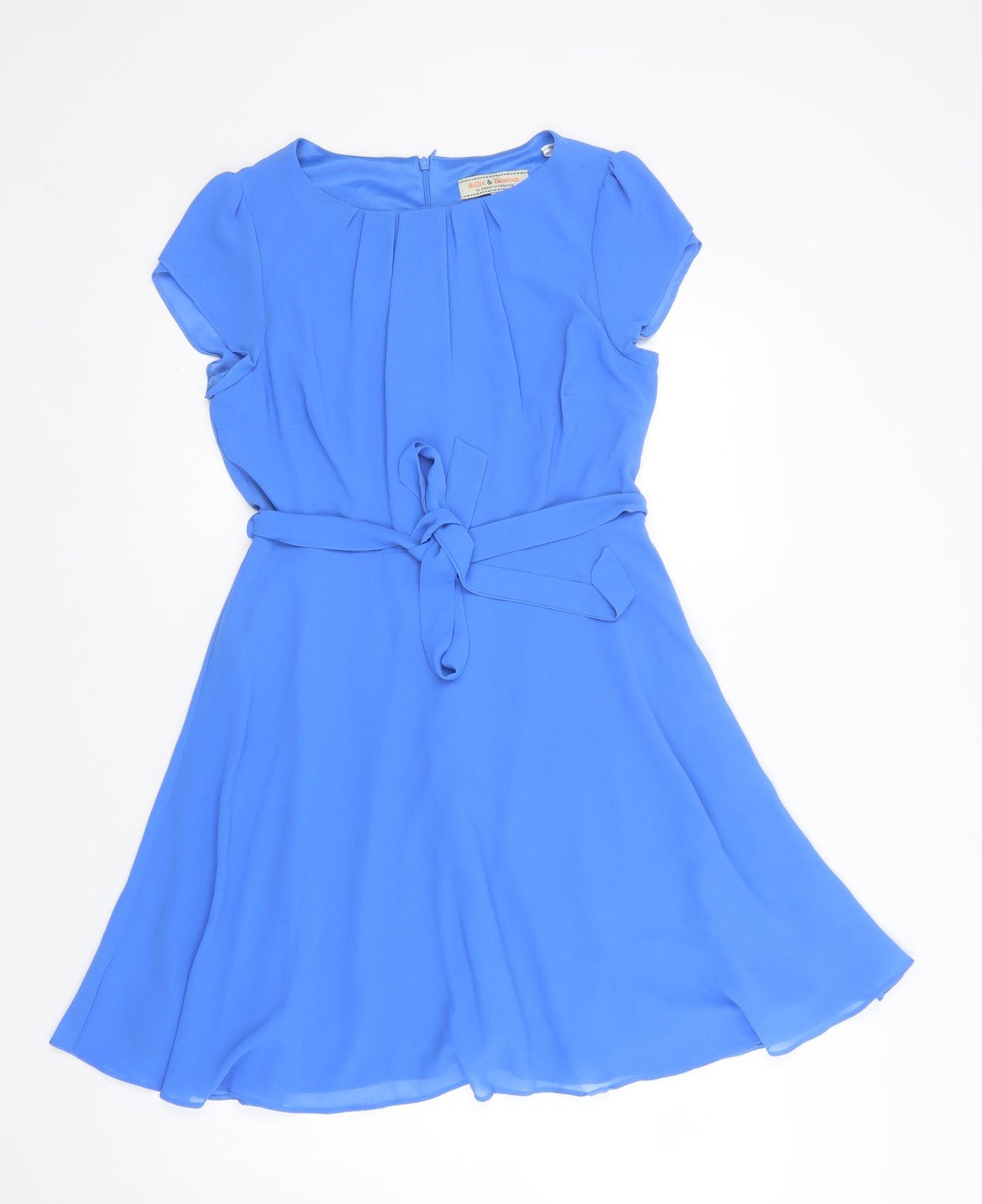 Dorothy Perkins Womens Blue  Polyester Fit & Flare  Size 12  Round Neck Zip