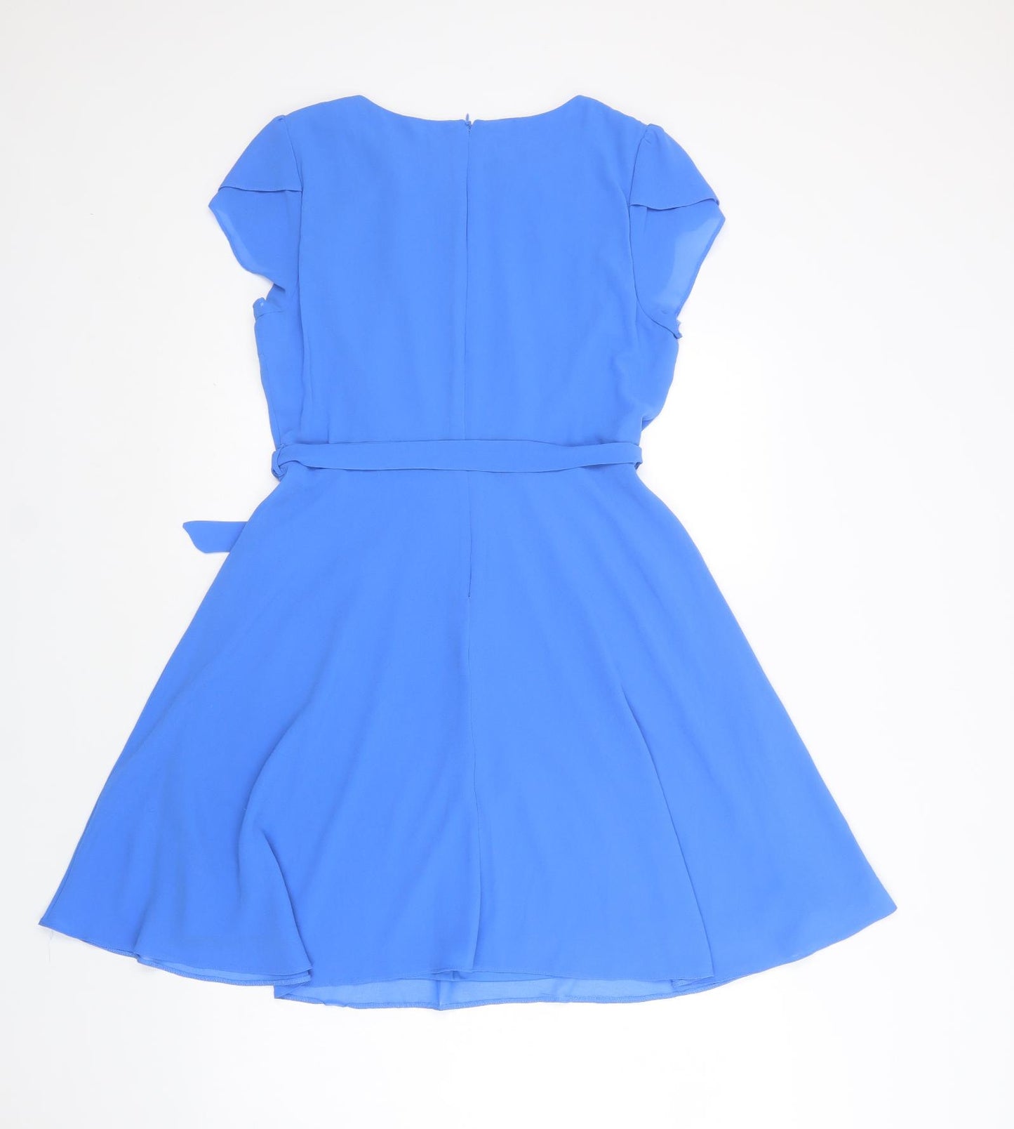 Dorothy Perkins Womens Blue  Polyester Fit & Flare  Size 12  Round Neck Zip