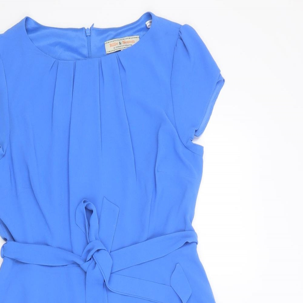 Dorothy Perkins Womens Blue  Polyester Fit & Flare  Size 12  Round Neck Zip
