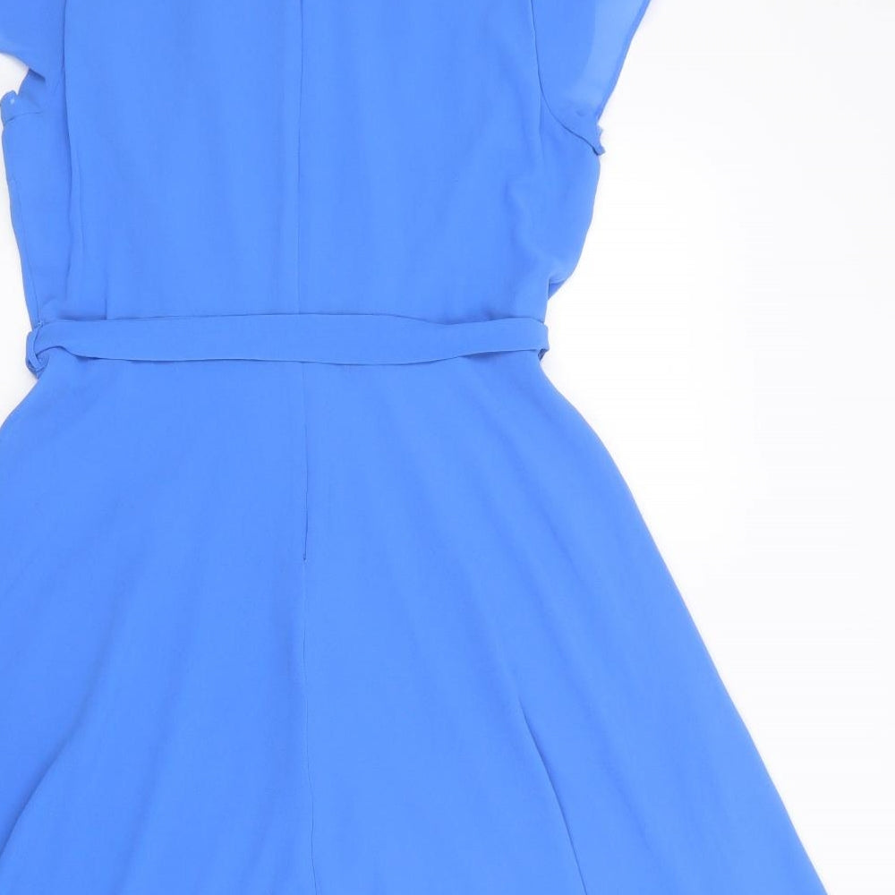 Dorothy Perkins Womens Blue  Polyester Fit & Flare  Size 12  Round Neck Zip