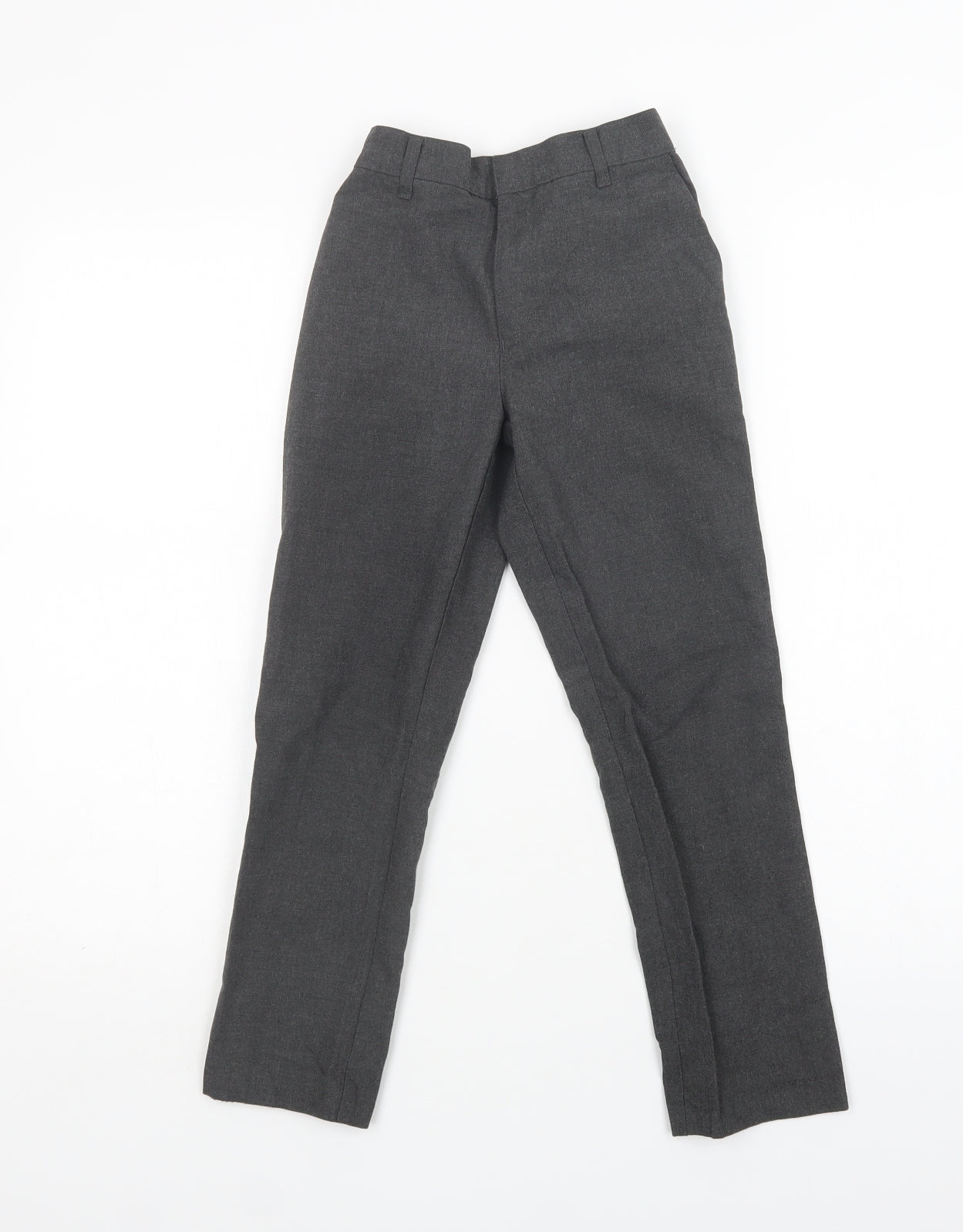 M&S Girls Grey  Polyester Dress Pants Trousers Size 8-9 Years  Regular Hook & Loop - School Wear