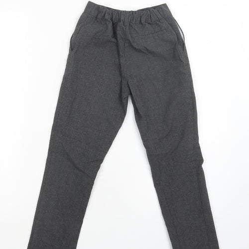 M&S Girls Grey  Polyester Dress Pants Trousers Size 8-9 Years  Regular Hook & Loop - School Wear