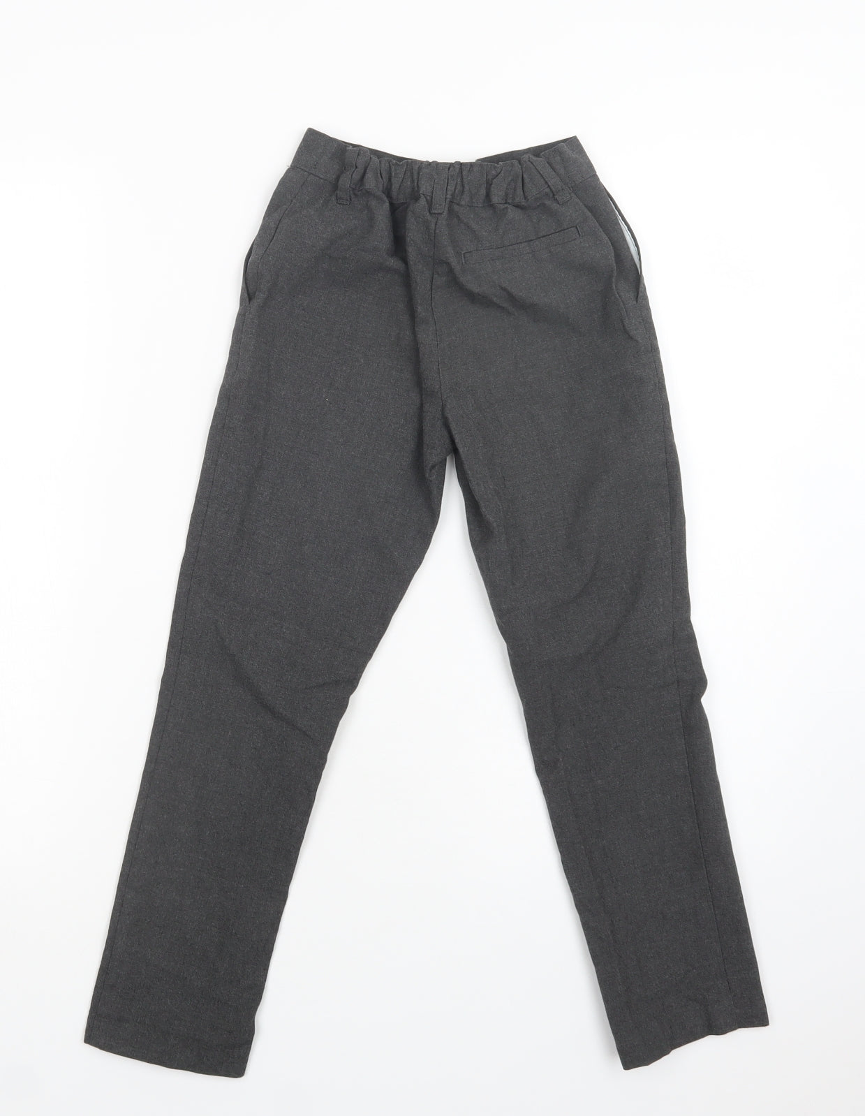 M&S Girls Grey  Polyester Dress Pants Trousers Size 8-9 Years  Regular Hook & Loop - School Wear