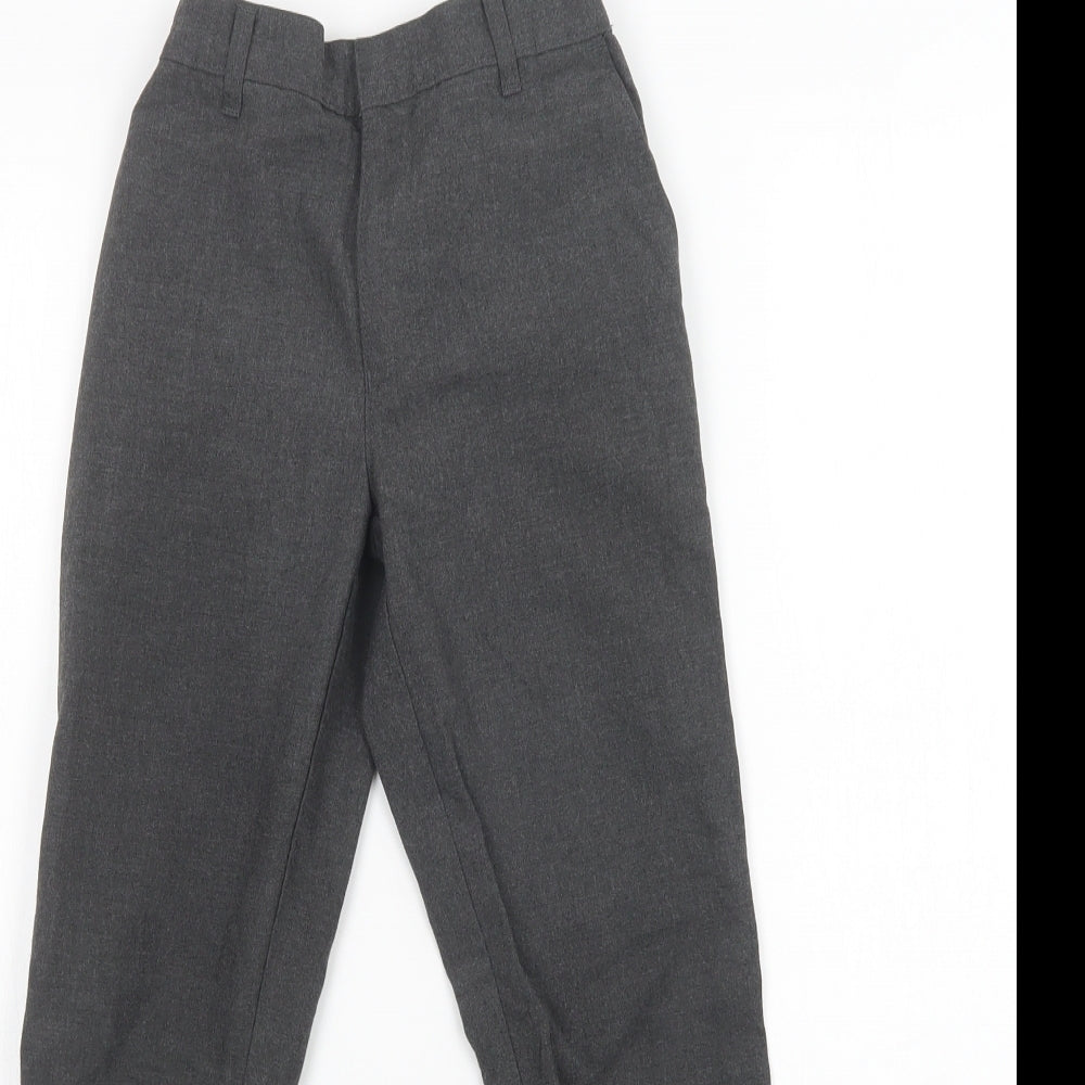 M&S Girls Grey  Polyester Dress Pants Trousers Size 8-9 Years  Regular Hook & Loop - School Wear