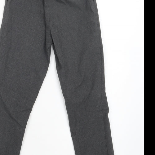 M&S Girls Grey  Polyester Dress Pants Trousers Size 8-9 Years  Regular Hook & Loop - School Wear