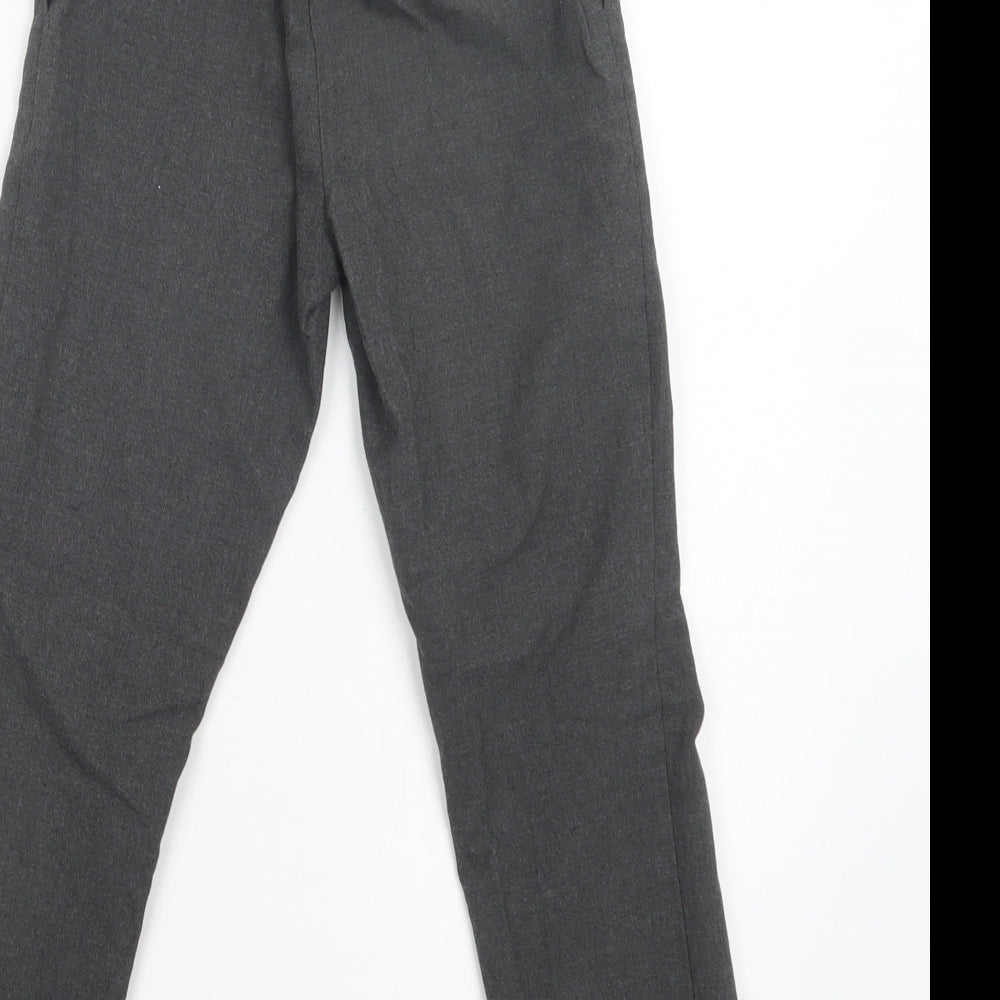 M&S Girls Grey  Polyester Dress Pants Trousers Size 8-9 Years  Regular Hook & Loop - School Wear