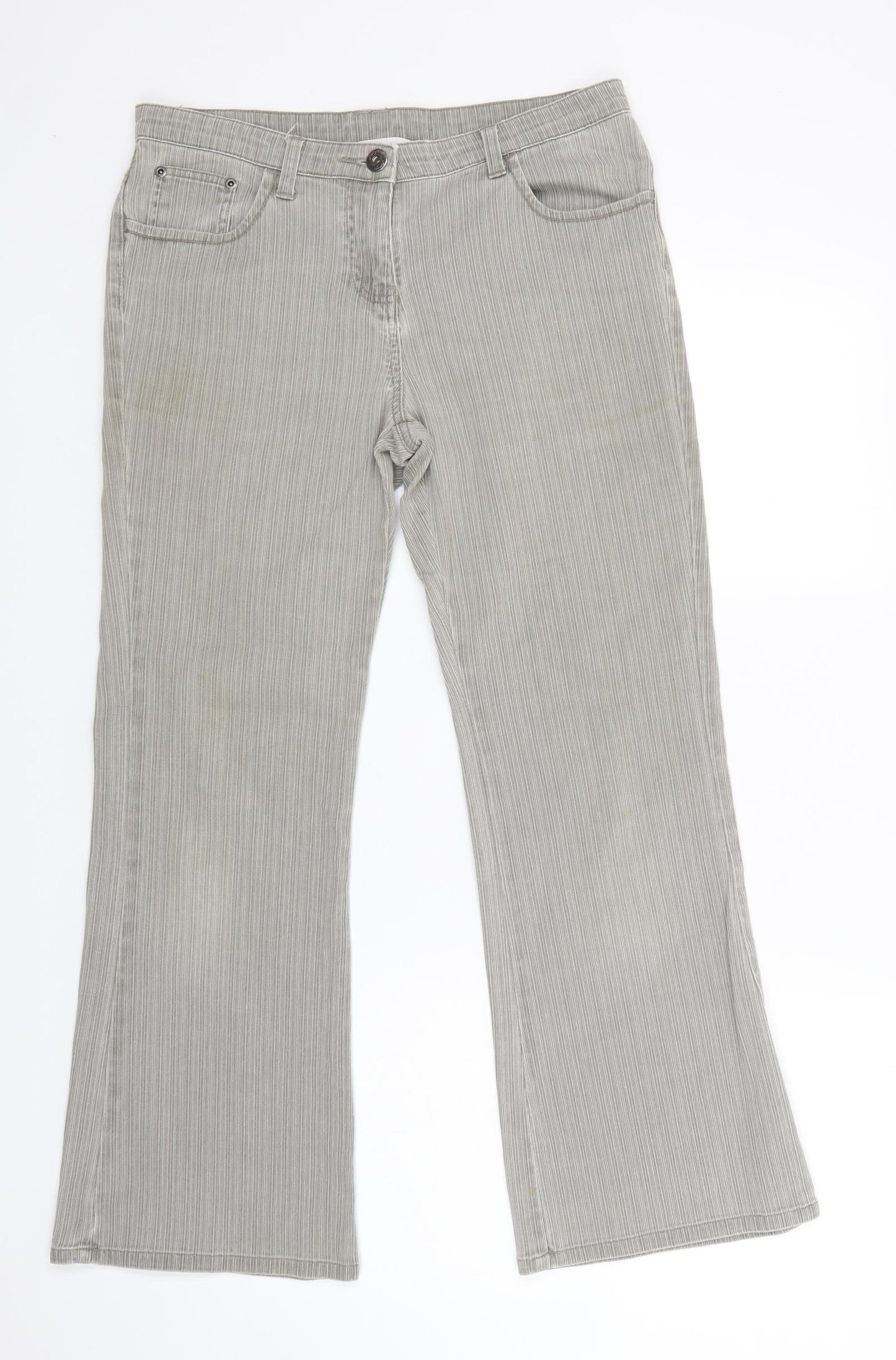 Papaya Womens Grey  Cotton Bootcut Jeans Size 10 L29 in Regular Button