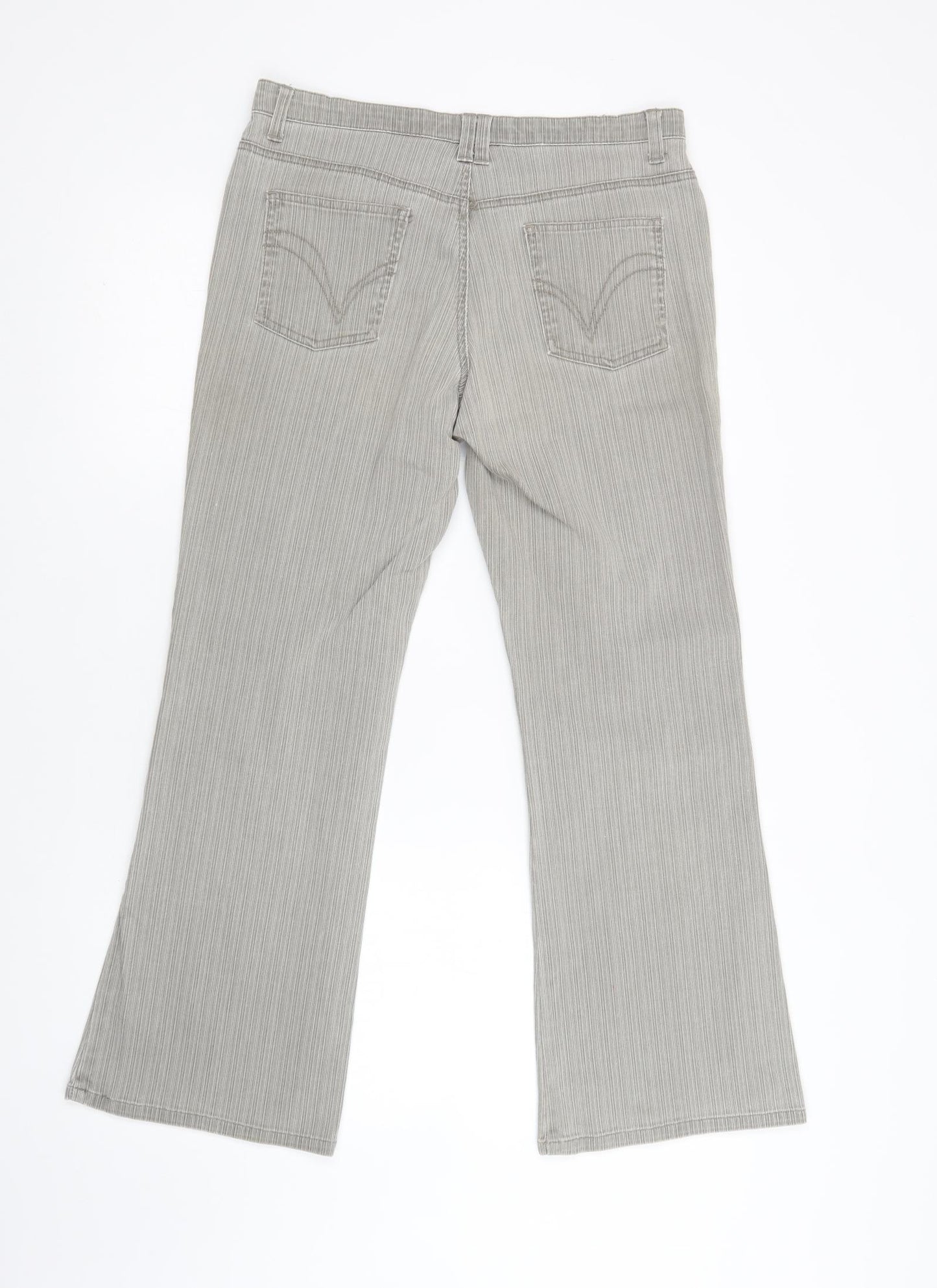 Papaya Womens Grey  Cotton Bootcut Jeans Size 10 L29 in Regular Button