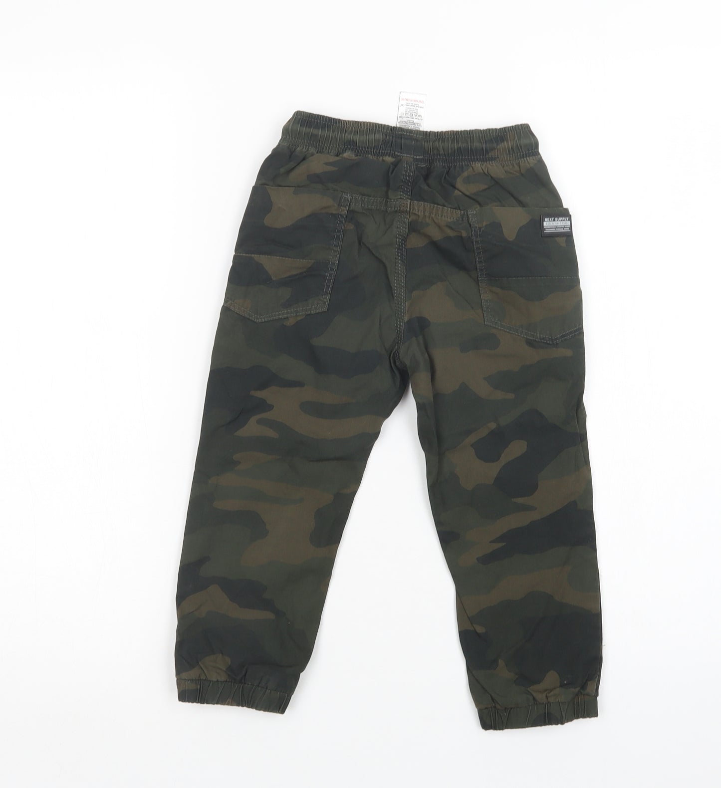 NEXT Boys Green Camouflage Cotton Jogger Trousers Size 4 Years  Regular Drawstring
