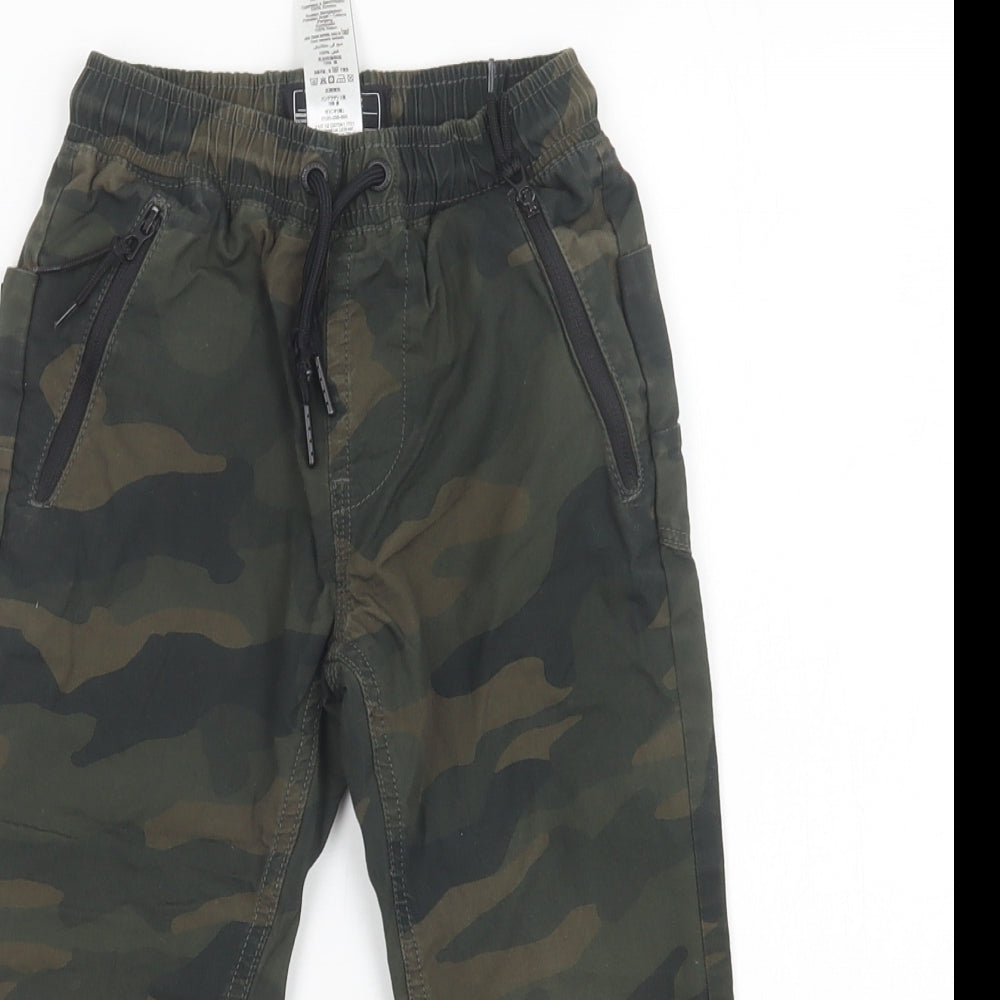NEXT Boys Green Camouflage Cotton Jogger Trousers Size 4 Years  Regular Drawstring